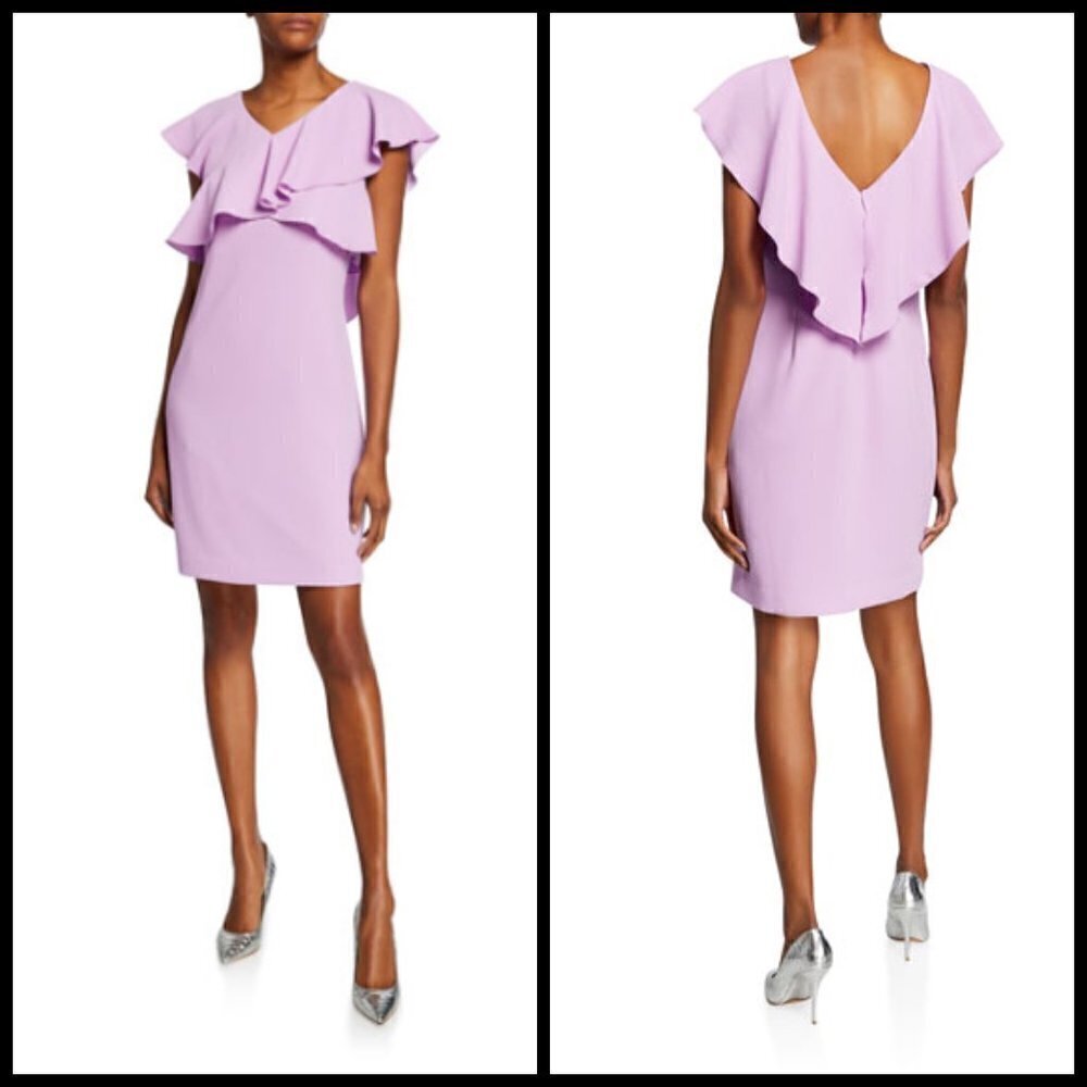💕TRINA TURK💕 Cameron V-Neck Flounce Dress Lilac